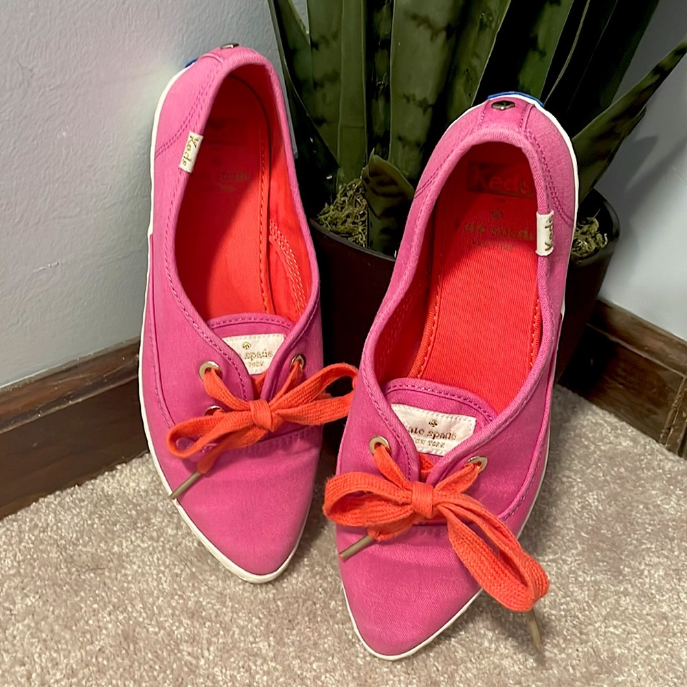 Kate Spade Keds. Pink, coral and gold. 6.5